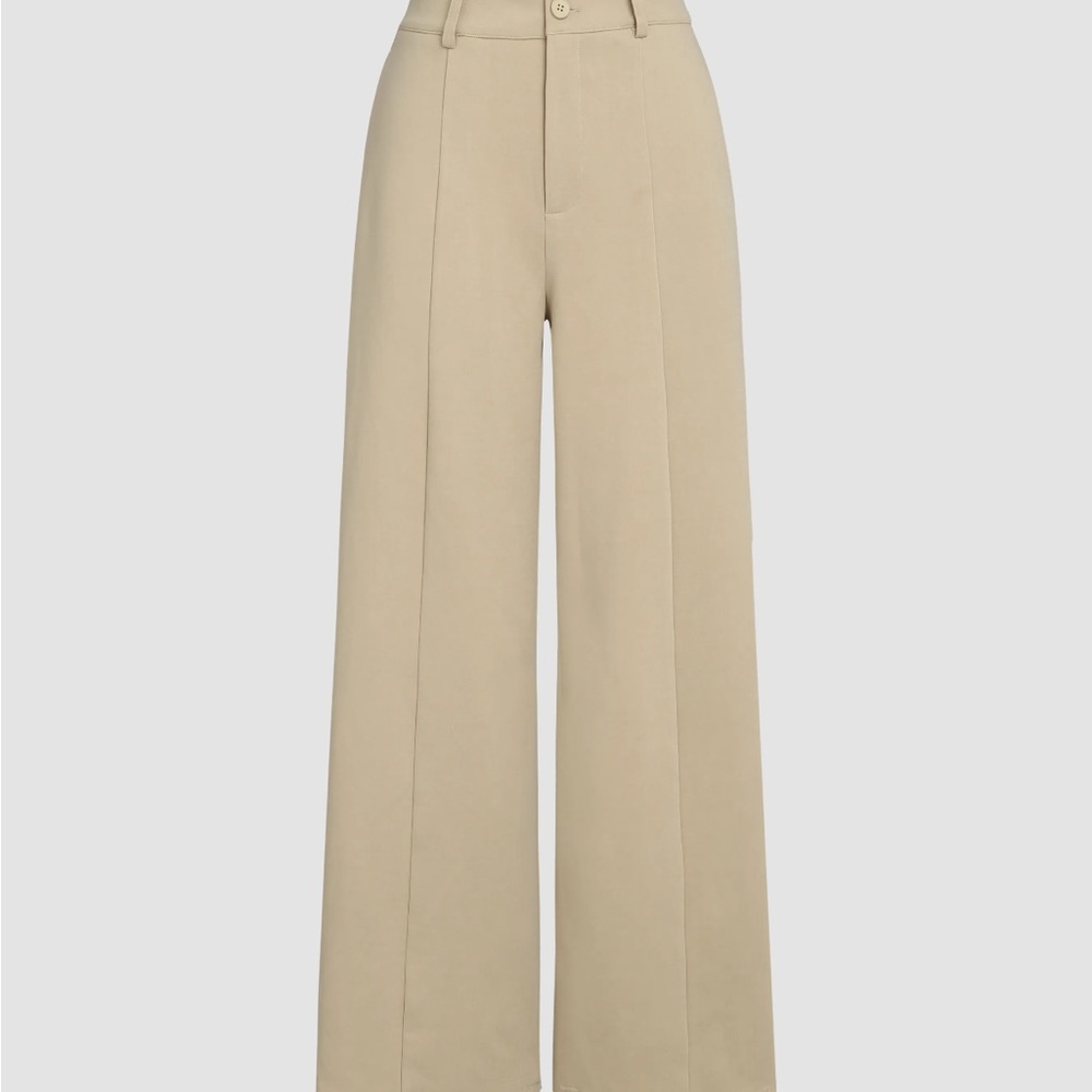 Cider Classic Beige Wide-Leg Pants